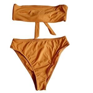Garage Maillot Swim Orange 2-piece High Waisted Swimsuit Women's Size Small
